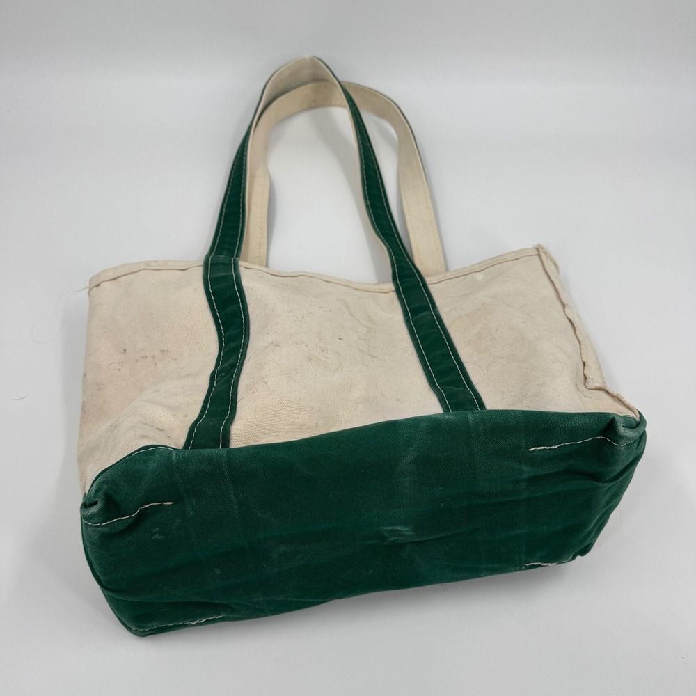 L.L. Bean Boat and Tote Bag Unisex Medium Green Canvas USA Vintage Distressed - Picture 5 of 12
